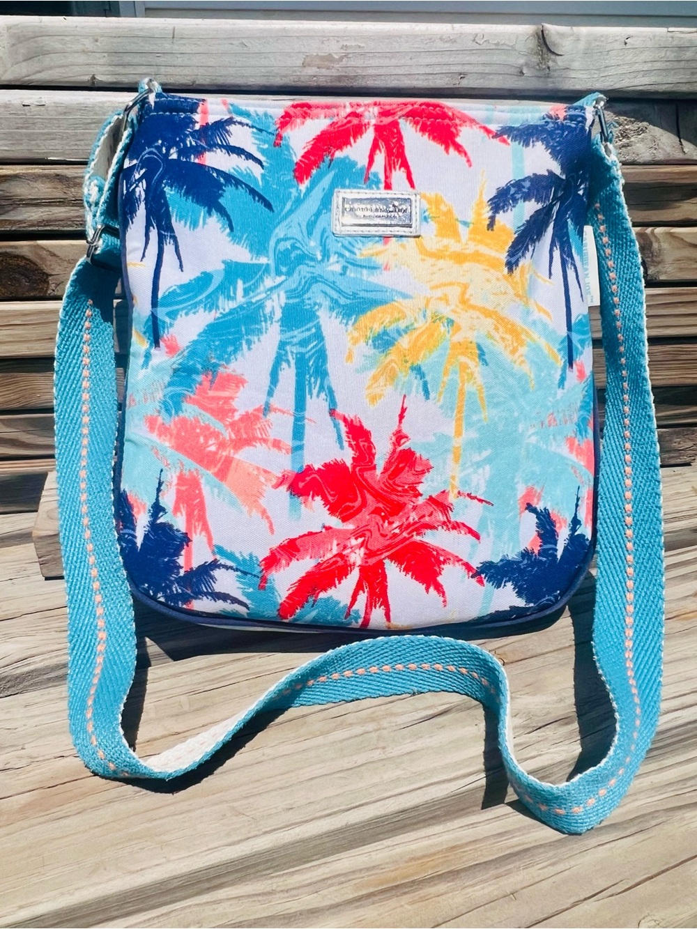 Caribbean Joe Tropical Print Crossbody Canvas Bag! EUC!